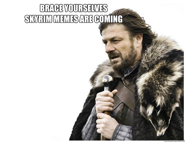 Brace yourselves
Skyrim memes are coming  Imminent Ned