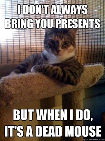 I don't always bring you presents  but when I do, It's a dead mouse  The Most Interesting Cat in the World