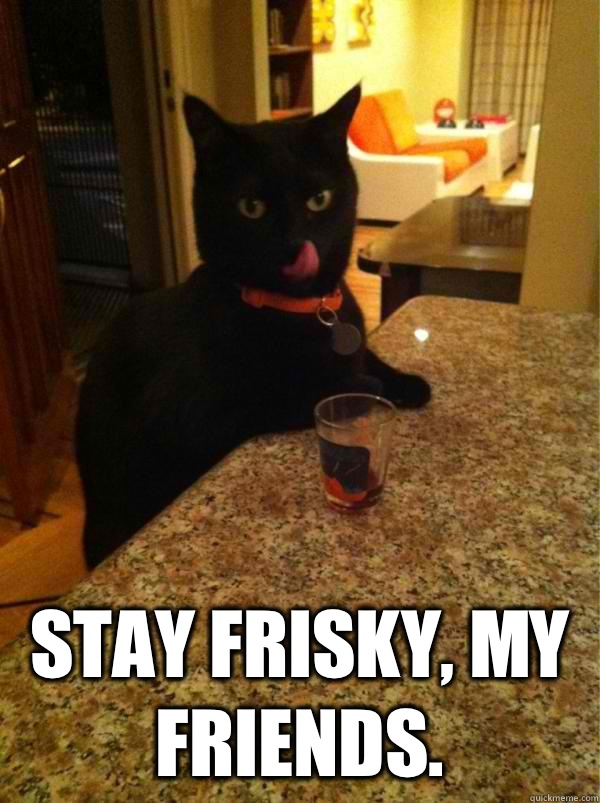  Stay frisky, my friends. -  Stay frisky, my friends.  Sleazy Cat