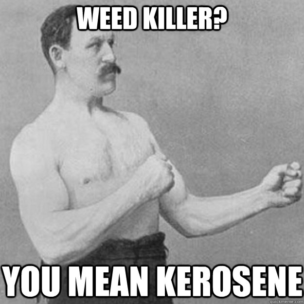 Weed killer? you mean kerosene  overly manly man