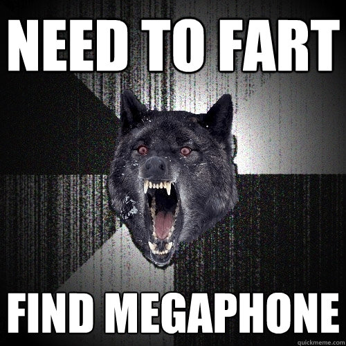 Need to fart find megaphone  Insanity Wolf