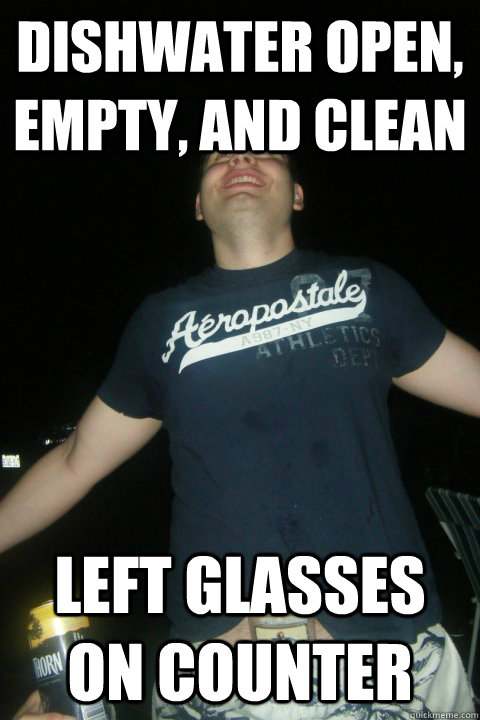 Dishwater Open, Empty, and Clean Left glasses on counter - Dishwater Open, Empty, and Clean Left glasses on counter  Dave