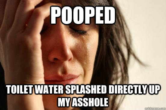 pooped toilet water splashed directly up my asshole  First World Problems