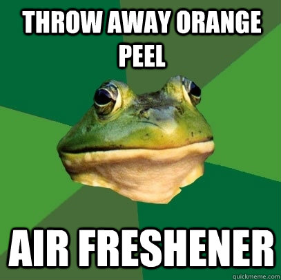 throw away orange peel air freshener  Foul Bachelor Frog