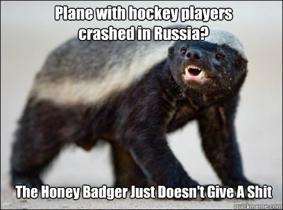 Plane with hockey players crashed in Russia? The Honey Badger Just Doesn't Give A Shit   Honey Badger