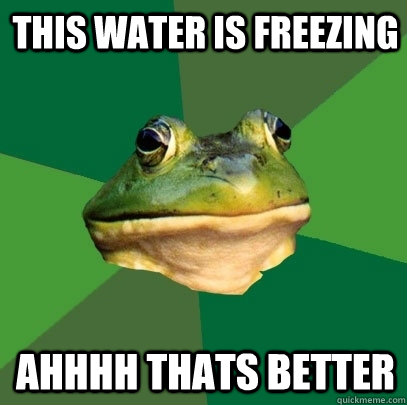 This water is freezing ahhhh thats better  Foul Bachelor Frog