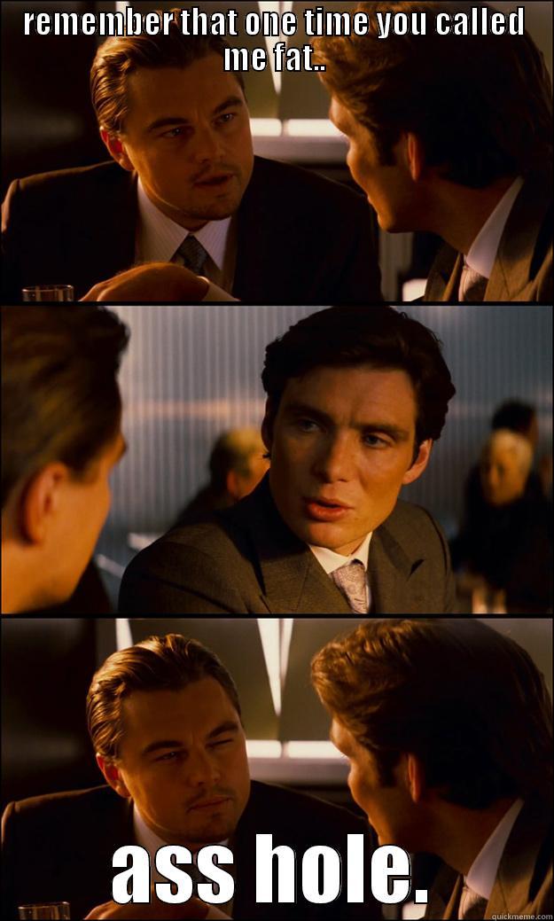 REMEMBER THAT ONE TIME YOU CALLED ME FAT.. ASS HOLE. Inception
