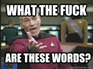 What the fuck are these words?  Annoyed Picard