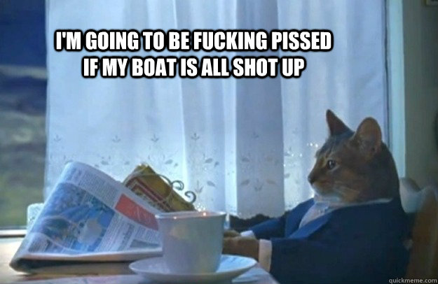 i'm going to be fucking pissed if my boat is all shot up  Sophisticated Cat