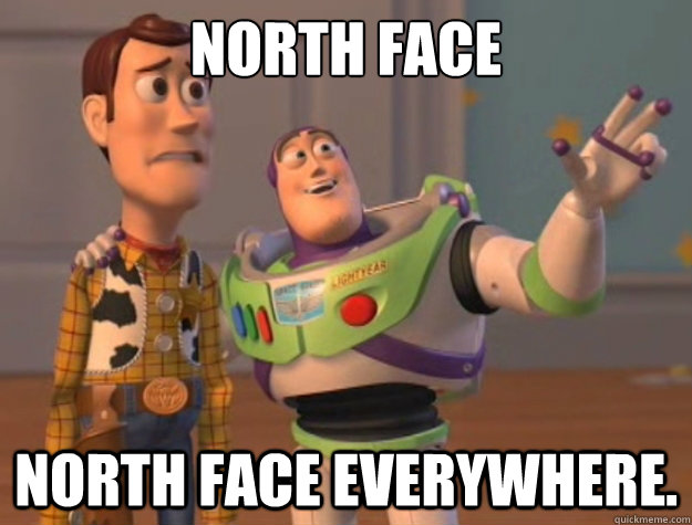 north face north face everywhere.  Toy Story