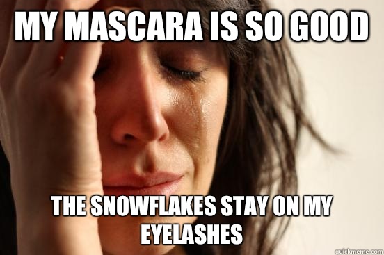 My mascara is so good The snowflakes stay on my eyelashes  First World Problems