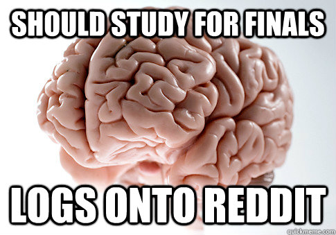 Should study for finals logs onto reddit  Scumbag Brain