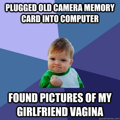 plugged old camera memory card into computer found pictures of my girlfriend vagina - plugged old camera memory card into computer found pictures of my girlfriend vagina  Success Kid