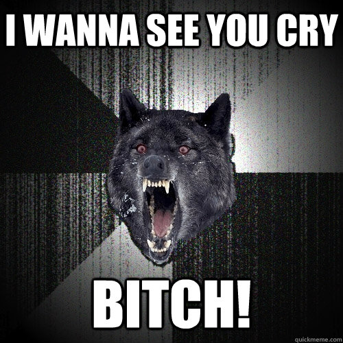 I wanna see you cry bitch!  Insanity Wolf