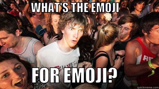               WHAT'S THE EMOJI                             FOR EMOJI?            Sudden Clarity Clarence