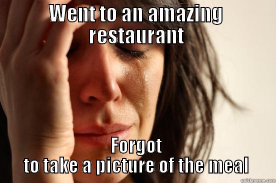 WENT TO AN AMAZING RESTAURANT FORGOT TO TAKE A PICTURE OF THE MEAL First World Problems