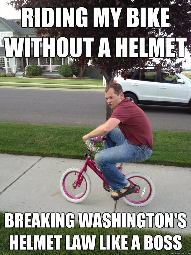Riding my bike without a helmet  breaking Washington's helmet law like a boss - Riding my bike without a helmet  breaking Washington's helmet law like a boss  Mischevious Bike Guy