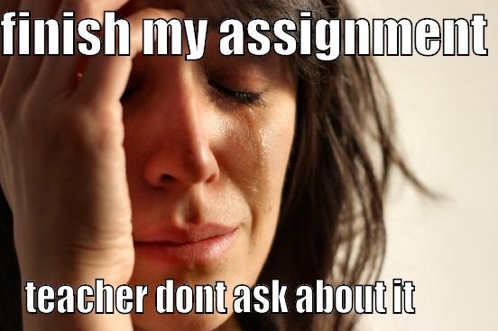 FINISH MY ASSIGNMENT  TEACHER DONT ASK ABOUT IT         First World Problems