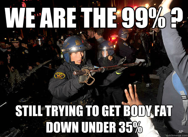 We are the 99% ? still trying to get body fat down under 35%   
