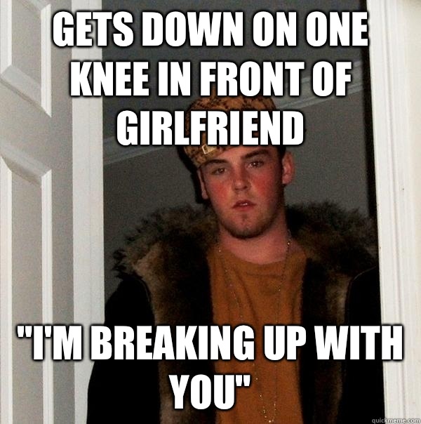 Gets down on one knee in front of girlfriend 