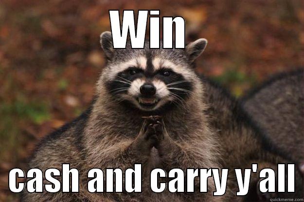 Win with a vengance - WIN   CASH AND CARRY Y'ALL Evil Plotting Raccoon