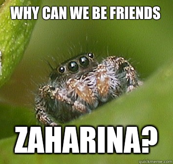 Why can we be friends Zaharina?  Misunderstood Spider