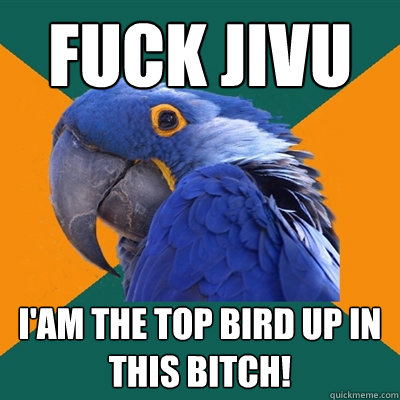 Fuck Jivu I'am the top bird up in this bitch!  Paranoid Parrot