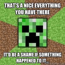 That's a nice everything you have there It'd be a shame if something happened to it...  