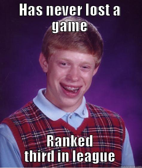 Seems legit - HAS NEVER LOST A GAME RANKED THIRD IN LEAGUE Bad Luck Brain