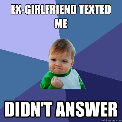 Ex-Girlfriend texted me Didn't answer  Success Kid