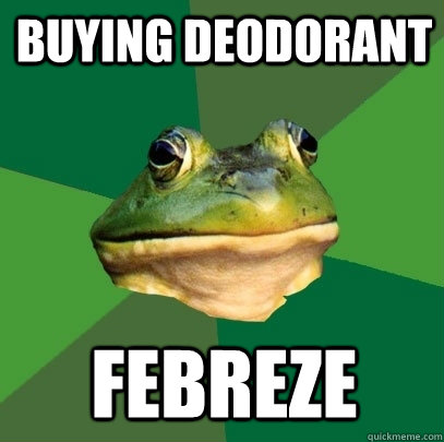 Buying deodorant Febreze  Foul Bachelor Frog
