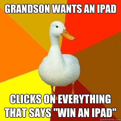 Grandson wants an iPad clicks on everything that says 