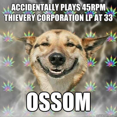 ACCIDENTALLY PLAYS 45RPM THIEVERY CORPORATION LP AT 33 OSSOM - ACCIDENTALLY PLAYS 45RPM THIEVERY CORPORATION LP AT 33 OSSOM  Stoner Dog