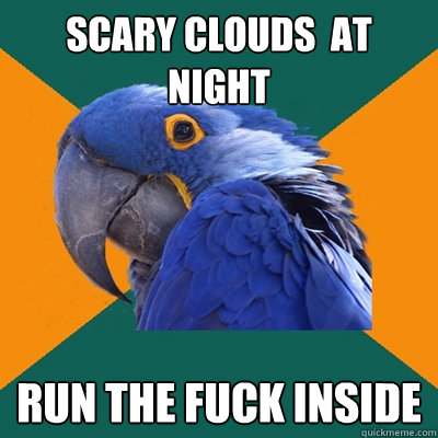 scary clouds  at night  RUN THE FUCK INSIDE   Paranoid Parrot