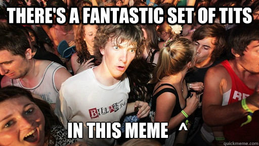 there's a fantastic set of tits in this meme   ^  Sudden Clarity Clarence