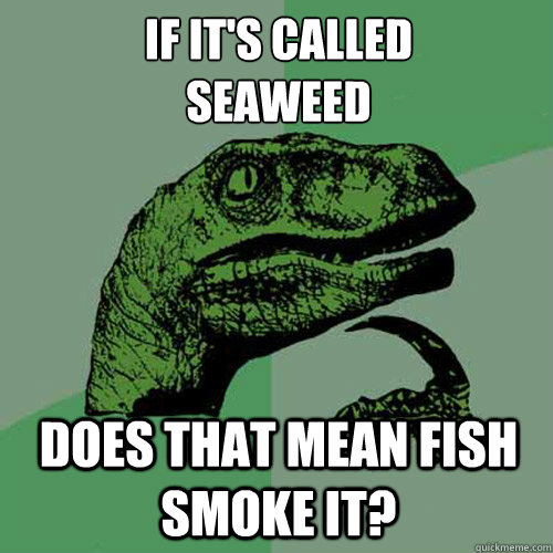 If it's called
seaweed Does that mean fish smoke it?  Philosoraptor