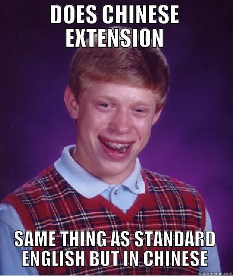 DOES CHINESE EXTENSION SAME THING AS STANDARD ENGLISH BUT IN CHINESE Bad Luck Brian