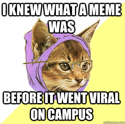 I knew what a meme was Before it went viral on campus  Hipster Kitty
