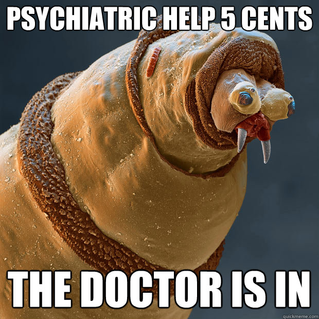 psychiatric help 5 cents the doctor is in - psychiatric help 5 cents the doctor is in  Derp larva