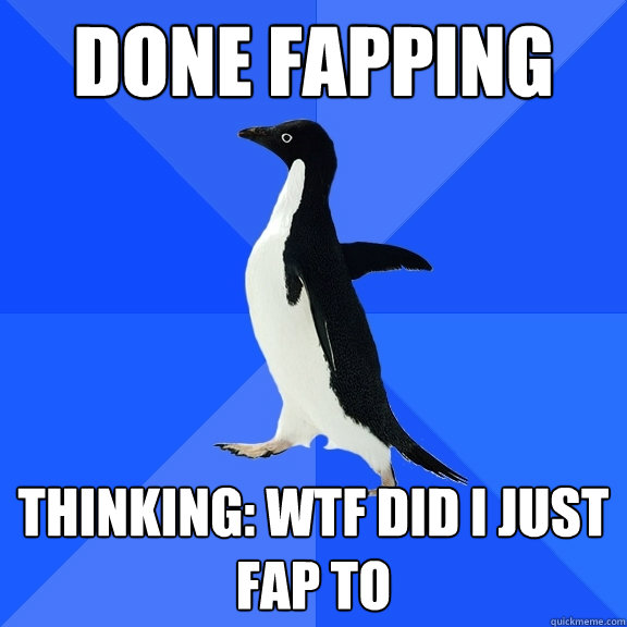 done fapping Thinking: WTF did i just fap to  Socially Awkward Penguin