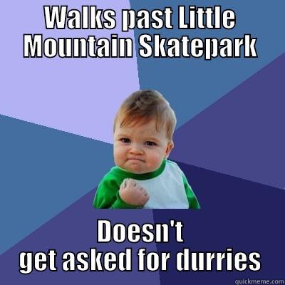 WALKS PAST LITTLE MOUNTAIN SKATEPARK DOESN'T GET ASKED FOR DURRIES Success Kid