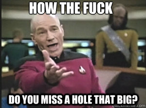 how the fuck do you miss a hole that big?  Annoyed Picard