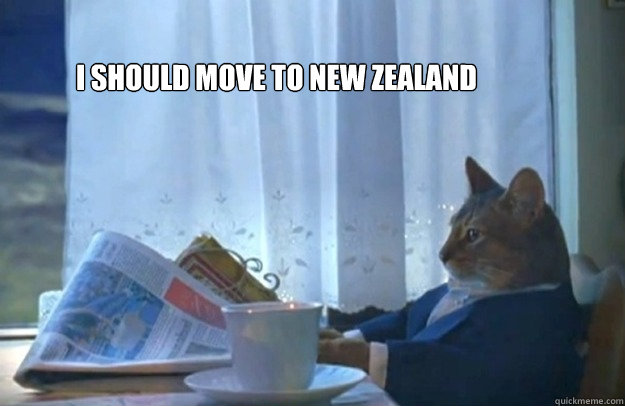 I should move to new zealand - I should move to new zealand  Sophisticated Cat