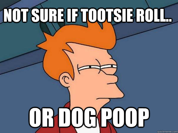 Not sure if tootsie roll.. or dog poop  Futurama Fry