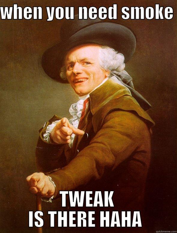 tweaks meme - WHEN YOU NEED SMOKE  TWEAK IS THERE HAHA  Joseph Ducreux