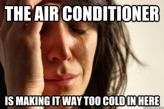 The air conditioner is making it way too cold in here - The air conditioner is making it way too cold in here  First World Problems