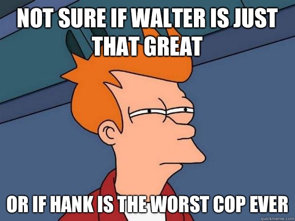Not sure if Walter is just that great or if Hank is the worst cop ever  Futurama Fry