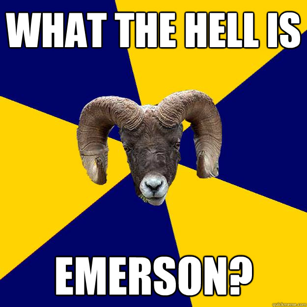 What the hell is emerson? Caption 3 goes here  Suffolk Kid Ram