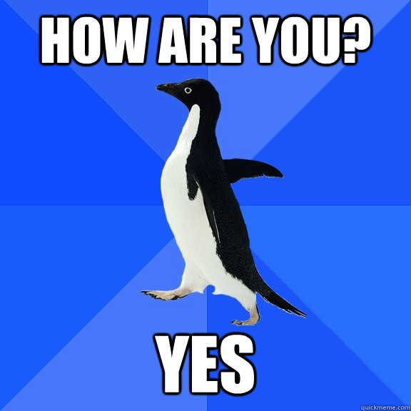 How are you? yes  Socially Awkward Penguin