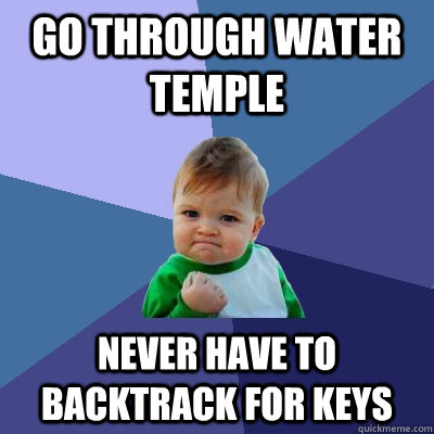 Go through Water Temple Never have to backtrack for keys  Success Kid